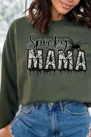 Spooky Mama Faux Embroidery Heavy-weight Crew Sweatshirt - Wholesale Accessory Market