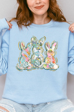 Watercolor Bunny Trio Heavy-weight Crew Sweatshirt - Wholesale Accessory Market