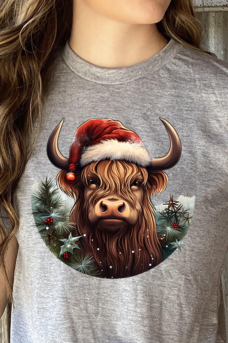 Holly Jolly Highland Cow Unisex Blend Tee - Wholesale Accessory Market