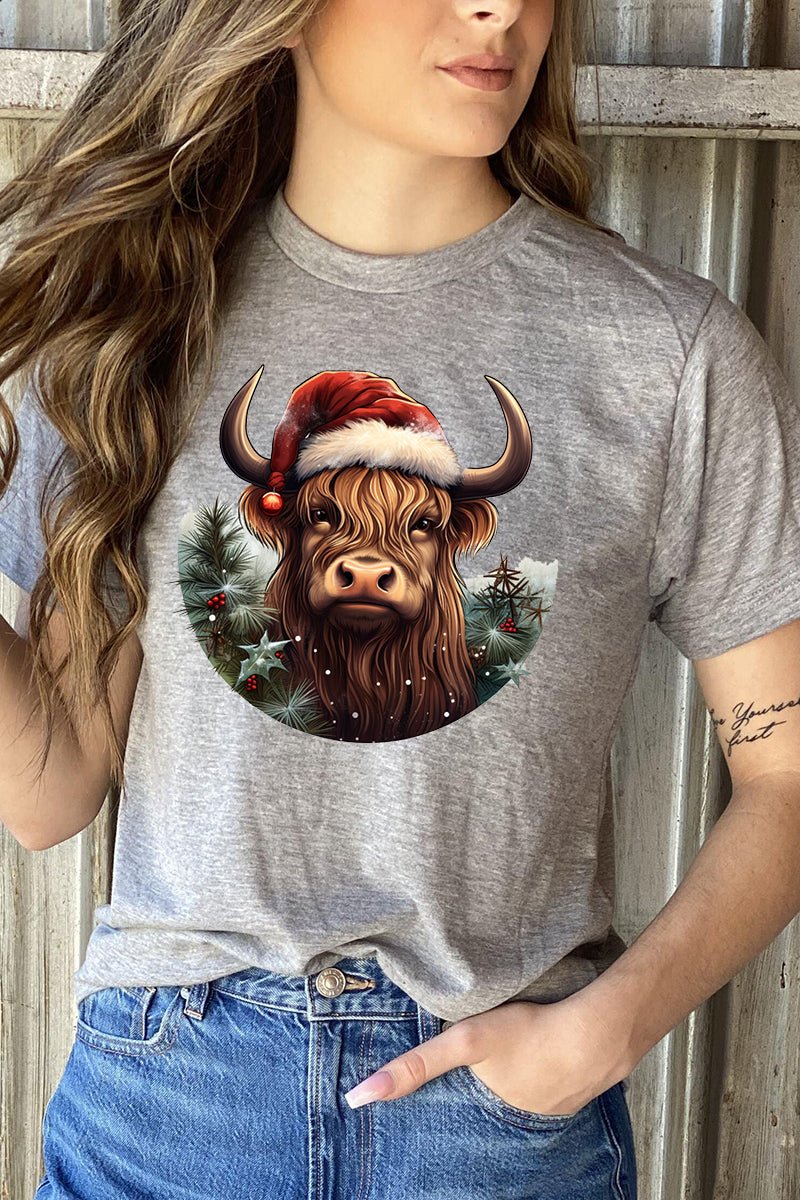 Holly Jolly Highland Cow Unisex Blend Tee - Wholesale Accessory Market