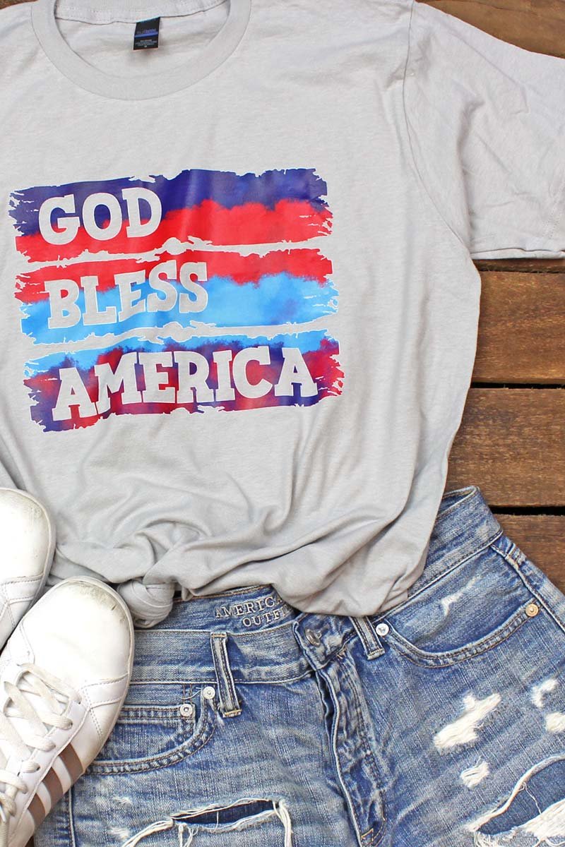 Watercolor God Bless America Unisex Blend Tee - Wholesale Accessory Market