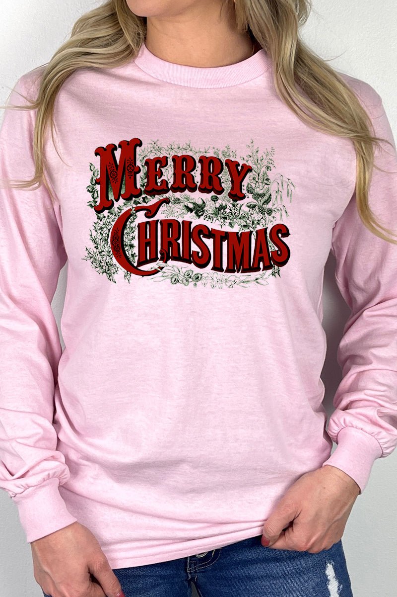 Vintage Merry Christmas Unisex Dri-Power Long-Sleeve 50/50 Tee - Wholesale Accessory Market