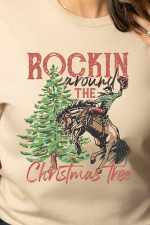 Cowboy Rockin' Around The Christmas Tree Short Sleeve Relaxed Fit T-Shirt - Wholesale Accessory Market
