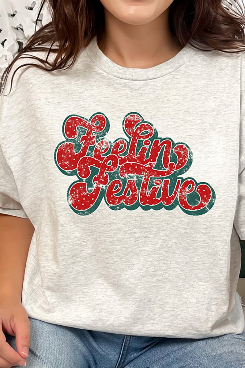 Feelin' Festive Groovy Distressed Short Sleeve Relaxed Fit T-Shirt - Wholesale Accessory Market