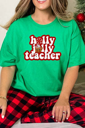 Holly Jolly Teacher Short Sleeve Relaxed Fit T-Shirt - Wholesale Accessory Market