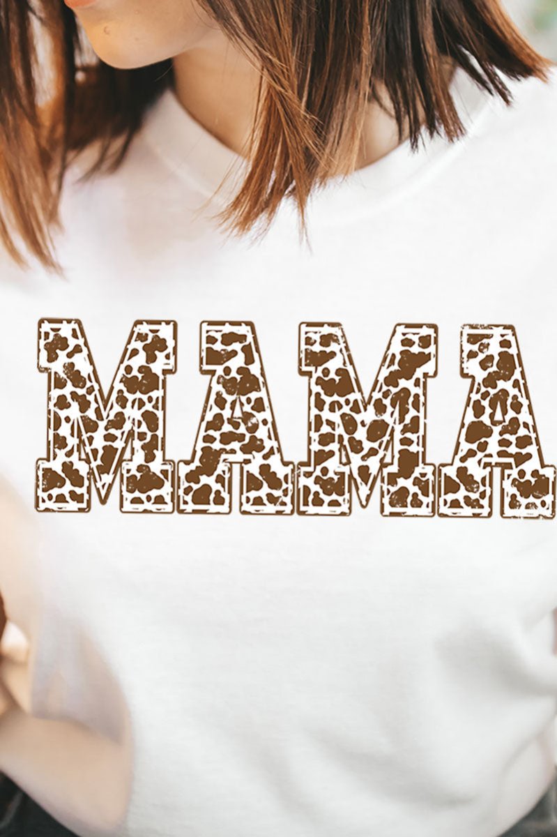 Distressed Brown Cow Mama Short Sleeve Relaxed Fit T-Shirt - Wholesale Accessory Market