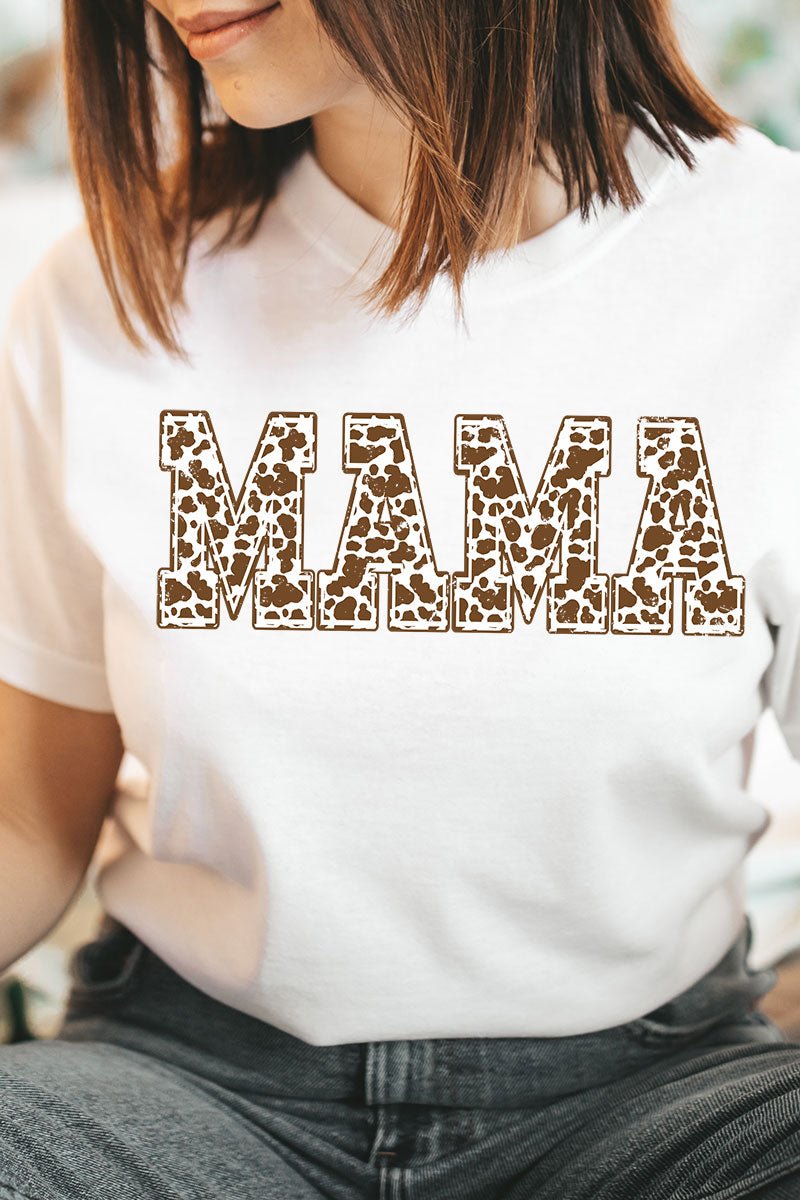Distressed Brown Cow Mama Short Sleeve Relaxed Fit T-Shirt - Wholesale Accessory Market