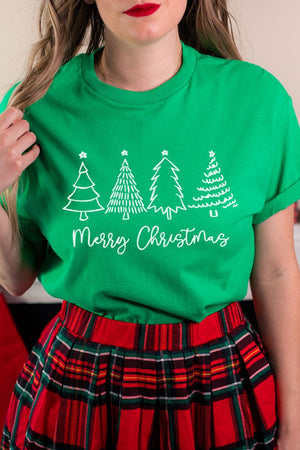 White Merry Christmas Trees Short Sleeve Relaxed Fit T-Shirt - Wholesale Accessory Market