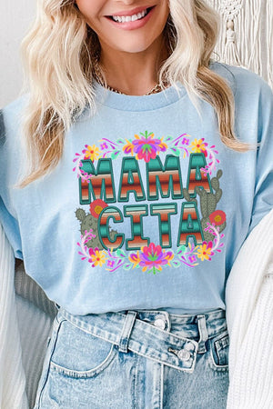 Faux Embroidery Mamacita Transfer Short Sleeve Relaxed Fit T-Shirt - Wholesale Accessory Market