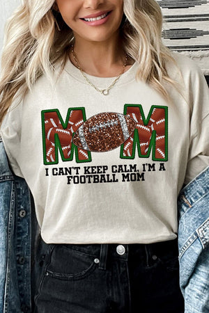 Faux Embroidery Football Mom Transfer Short Sleeve Relaxed Fit T-Shirt - Wholesale Accessory Market