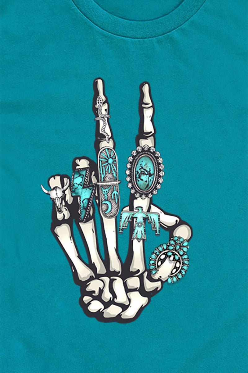 Skeleton Turqoise Turquoise Stacked Skeleton Short Sleeve Relaxed Fit T-Shirt | Wholesale ...