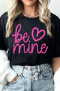 Be Mine Faux Tinsel Transfer Short Sleeve Relaxed Fit T-Shirt - Wholesale Accessory Market