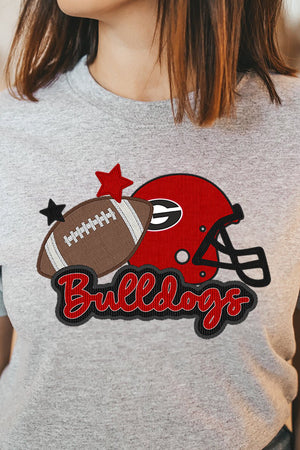Faux Embroidery GA Bulldogs Short Sleeve Relaxed Fit T-Shirt - Wholesale Accessory Market
