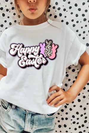 Youth Outline Groovy Happy Easter Short Sleeve Relaxed Fit T-Shirt - Wholesale Accessory Market
