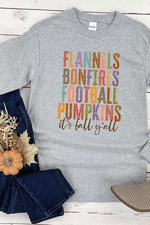 Colorful Fall List Heavy Cotton Long Sleeve Adult T-Shirt - Wholesale Accessory Market