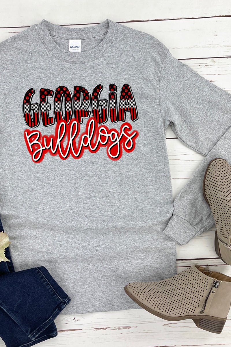 Neon GA Bulldogs Heavy Cotton Long Sleeve Adult TShirt Wholesale