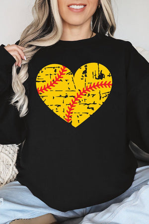 Distressed Softball Heart Unisex NuBlend Crew Sweatshirt - Wholesale Accessory Market