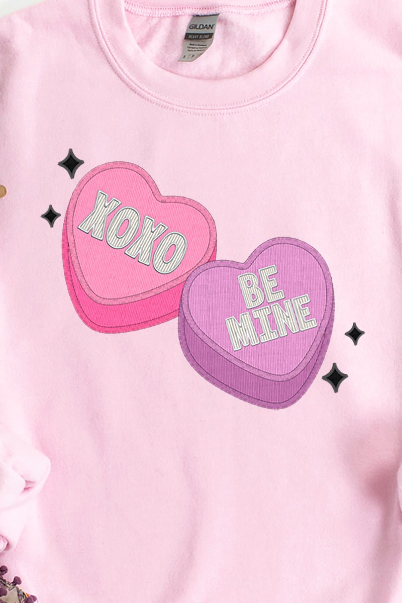 Faux Embroidery Candy Hearts Transfer Unisex NuBlend Crew Sweatshirt - Wholesale Accessory Market