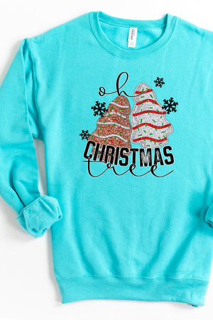 Faux Sequin Oh Christmas Tree Cakes Transfer Unisex NuBlend Crew Sweatshirt - Wholesale Accessory Market