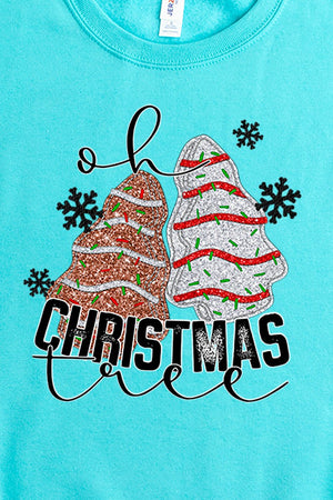 Faux Sequin Oh Christmas Tree Cakes Transfer Unisex NuBlend Crew Sweatshirt - Wholesale Accessory Market