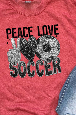 Faux Sequin Peace Love Soccer Transfer Unisex NuBlend Crew Sweatshirt - Wholesale Accessory Market