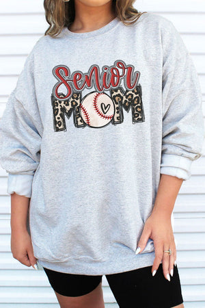 DISCONTINUED-Senior Leopard Baseball Mom Unisex NuBlend Crew Sweatshirt - Wholesale Accessory Market