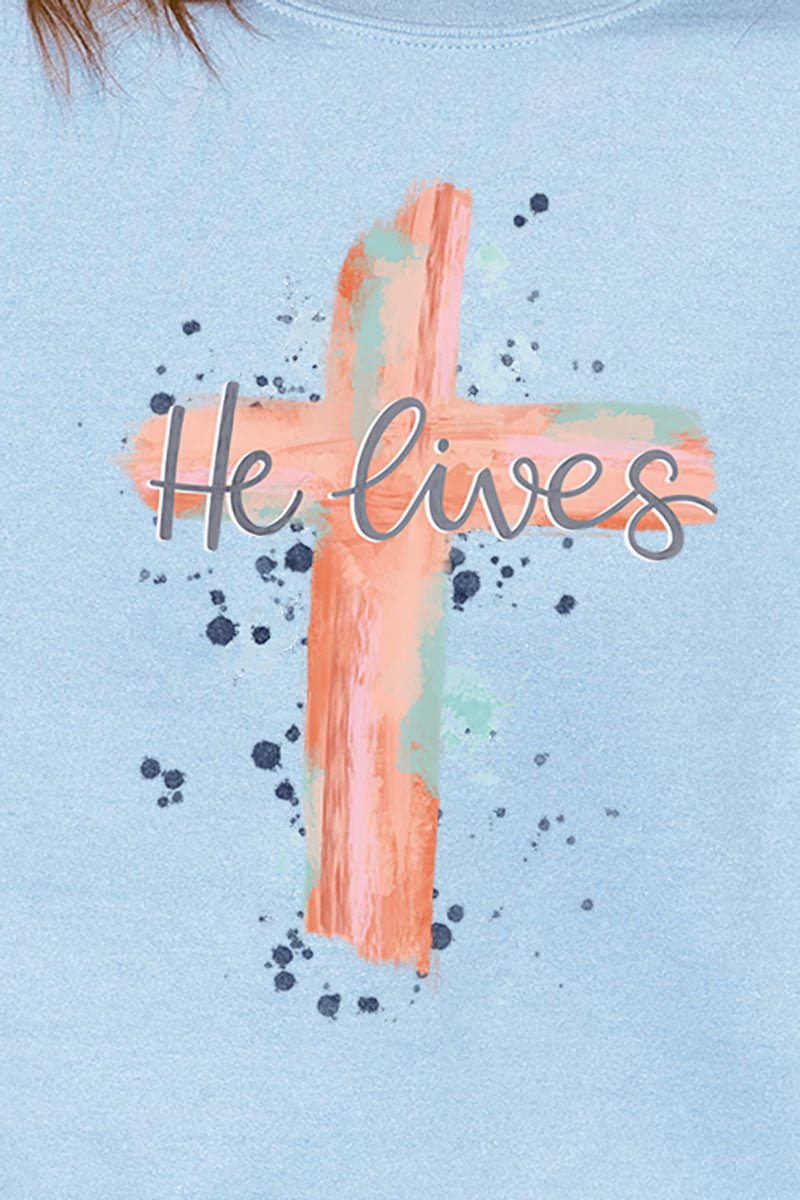 Watercolor He Lives Unisex NuBlend Crew Sweatshirt - Wholesale Accessory Market
