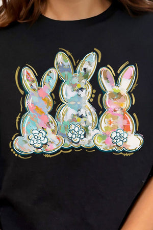 Watercolor Bunny Trio Combed Cotton T-Shirt - Wholesale Accessory Market