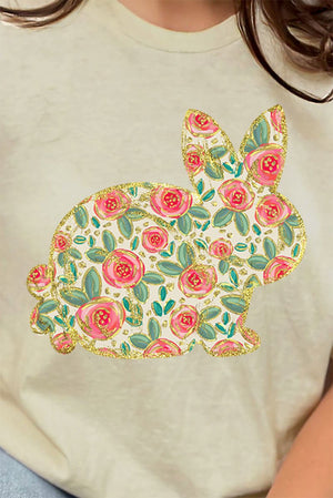 Bohemian Blooms Bunny Combed Cotton T-Shirt - Wholesale Accessory Market