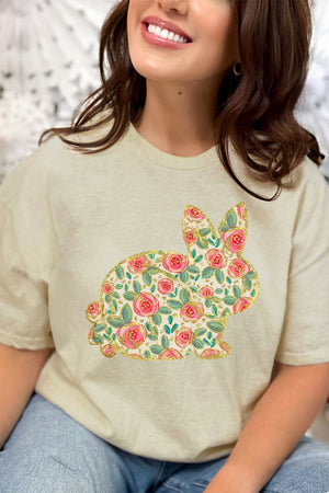Bohemian Blooms Bunny Combed Cotton T-Shirt - Wholesale Accessory Market