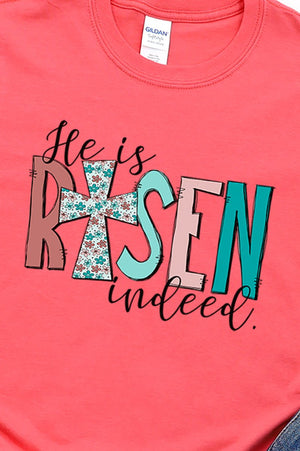 Floral He Is Risen Indeed Softstyle Adult T-Shirt - Wholesale Accessory Market
