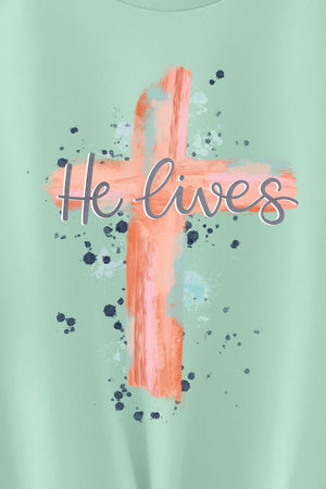 Watercolor He Lives Softstyle Adult T-Shirt - Wholesale Accessory Market