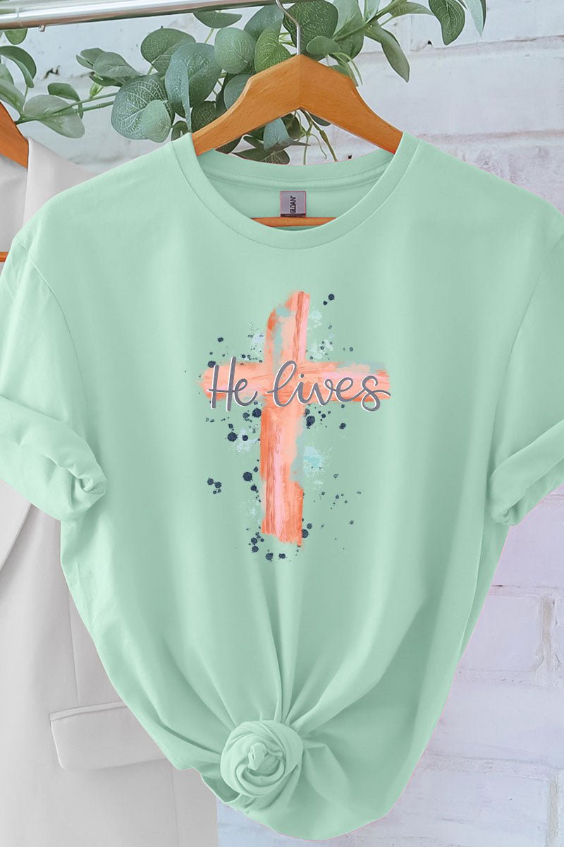 Watercolor He Lives Softstyle Adult T-Shirt - Wholesale Accessory Market