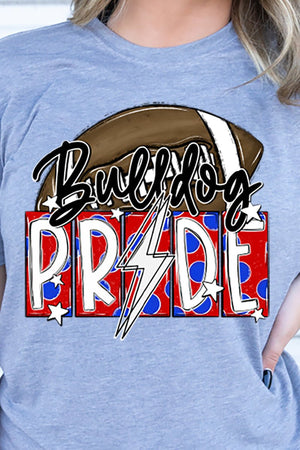 Football Pride Bulldog Red Navy Adult Soft-Tek Blend T-Shirt - Wholesale Accessory Market