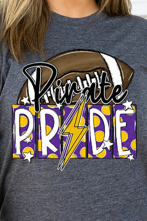 Football Pride Pirate Purple Gold Adult Soft-Tek Blend T-Shirt - Wholesale Accessory Market