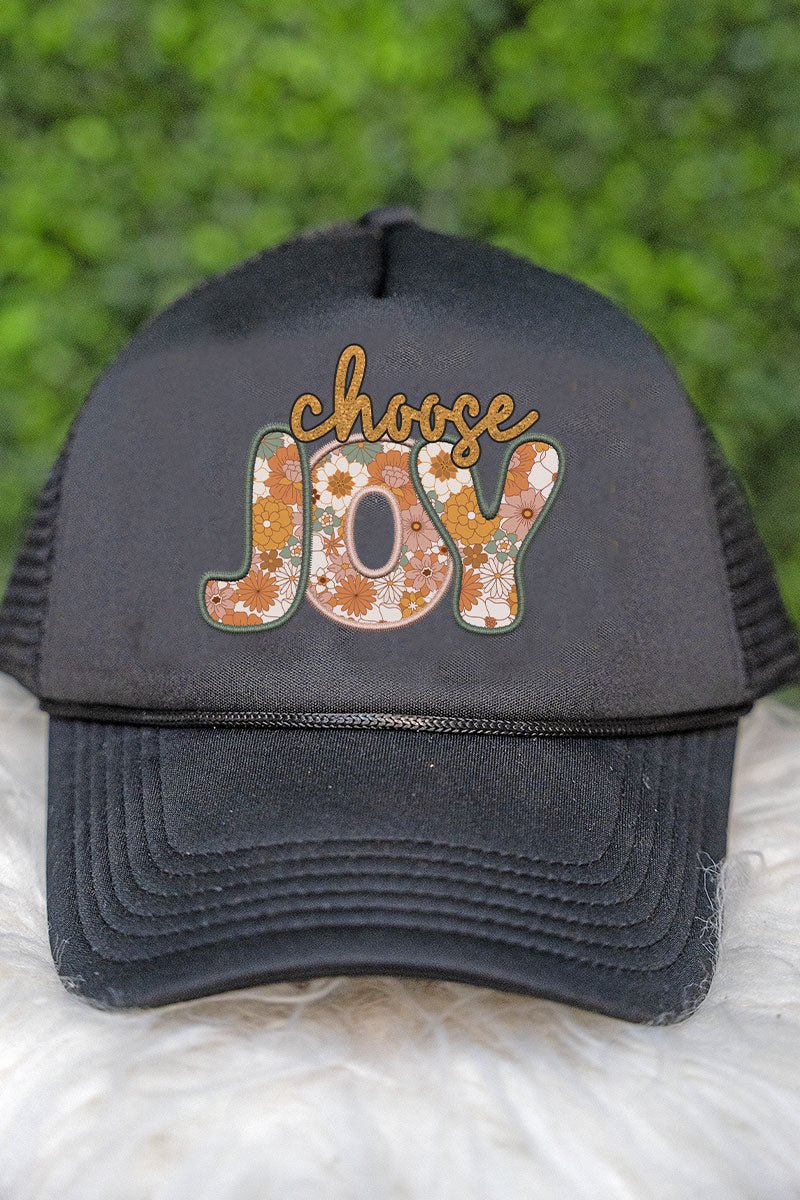 Choose Joy Faux Embroidery Transfer Foam Mesh Back Trucker Cap - Wholesale Accessory Market