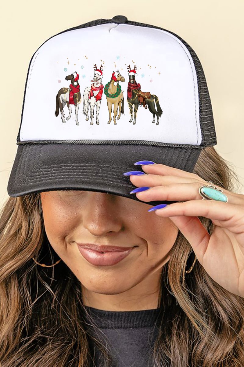 Horse Country Christmas Foam Mesh Back Trucker Cap Wholesale