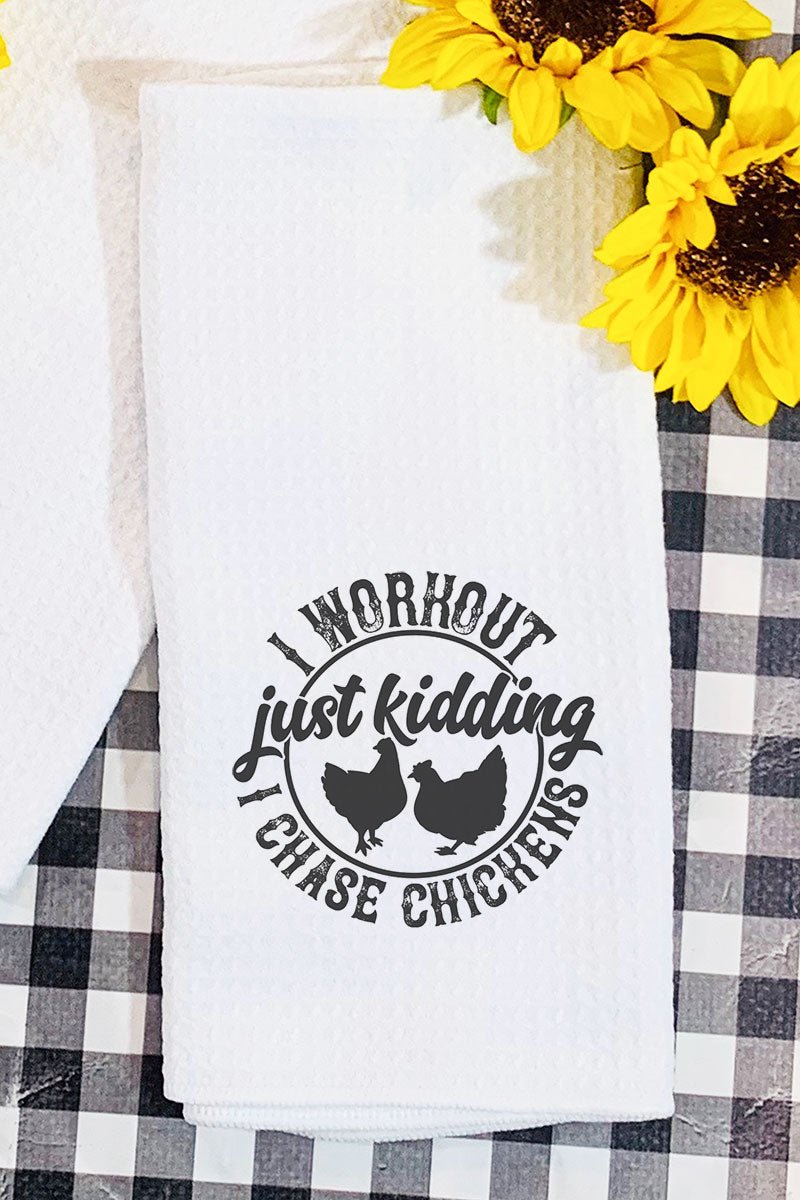I Chase Chickens Waffle Kitchen Towel - Wholesale Accessory Market