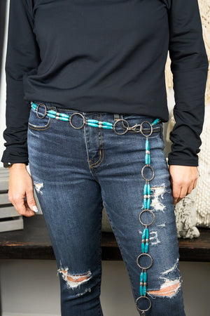 60% OFFF! Turquoise and Silvertone Lamont Belt - Wholesale Accessory Market