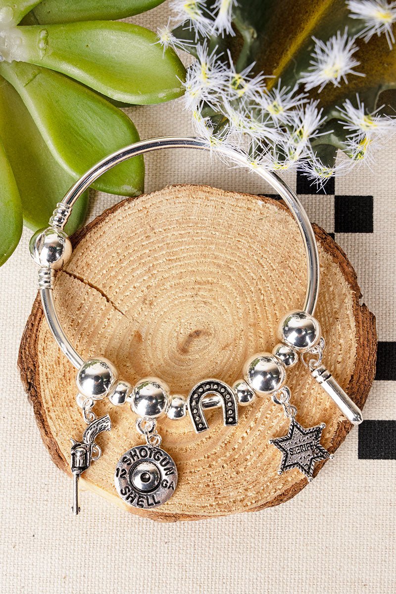 Sonora Sheriff Silvertone Charm Bracelet| Wholesale Accessory Market