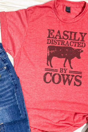 Easily Distracted By Cows Unisex Poly-Rich Blend Tee - Wholesale Accessory Market