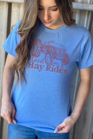 Good Vibes & Hayrides Unisex Poly-Rich Blend Tee - Wholesale Accessory Market