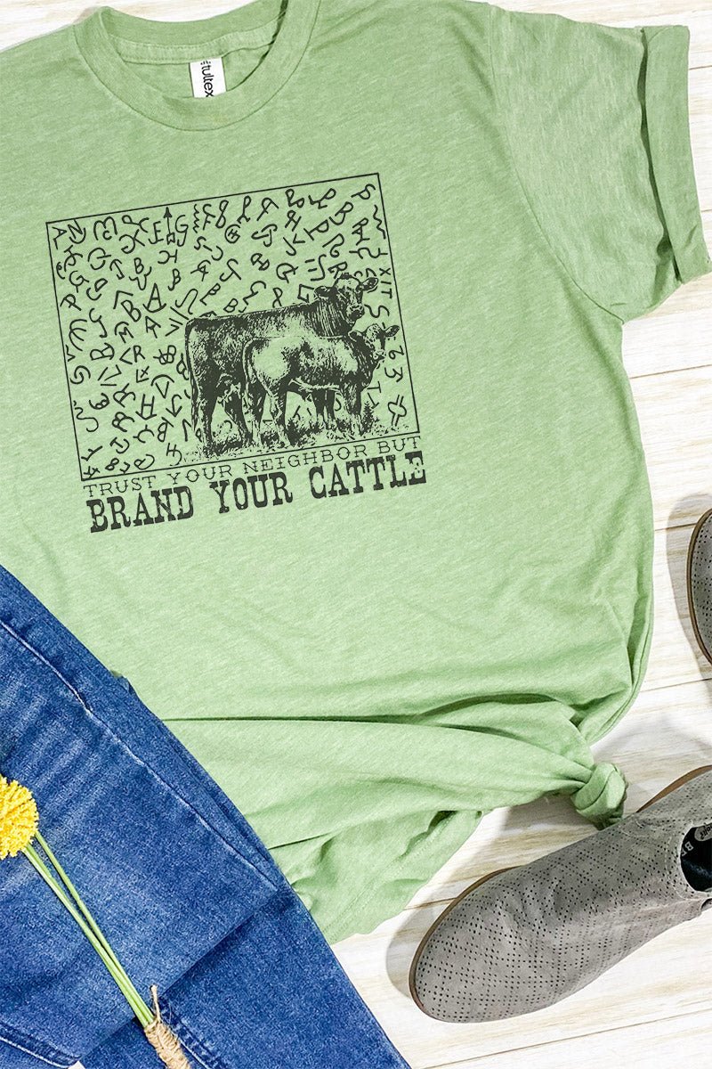Trust Your Neighbor, Brand Your Cattle Unisex Poly-Rich Blend Tee - Wholesale Accessory Market