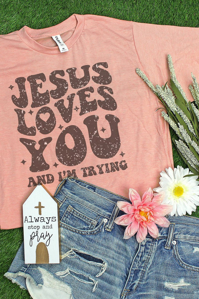 Vintage Jesus Loves You Unisex Poly-Rich Blend Tee - Wholesale Accessory Market
