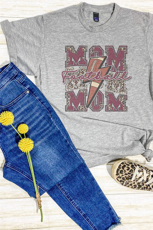 Cheetah Stacked Football Mom Maroon Unisex Poly-Rich Blend Tee - Wholesale Accessory Market
