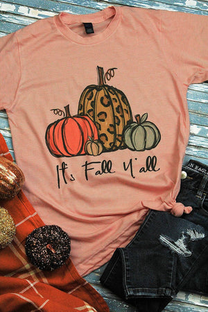 It's Fall Y'all Leopard Pumpkin Trio Unisex Poly-Rich Blend Tee - Wholesale Accessory Market