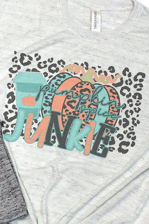 Pumpkin Spice Junkie Leopard Blizzard Jersey Short Sleeve T-Shirt - Wholesale Accessory Market