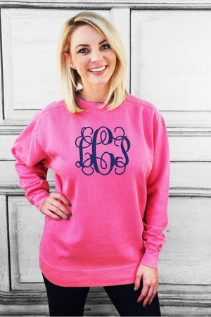 Large Monogram Comfort Colors Adult Crew-Neck Sweatshirt *Customizable (Wholesale Pricing N/A) - Wholesale Accessory Market