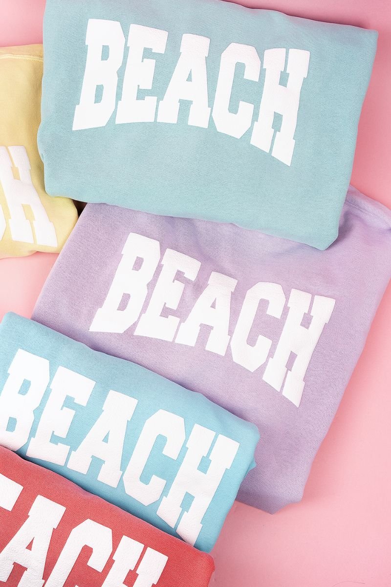 Beach Puff Vinyl Comfort Colors Adult Crew-Neck Sweatshirt - Wholesale Accessory Market