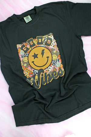 Psychedelic Good Vibes Happy Face Adult Ring-Spun Cotton Tee - Wholesale Accessory Market